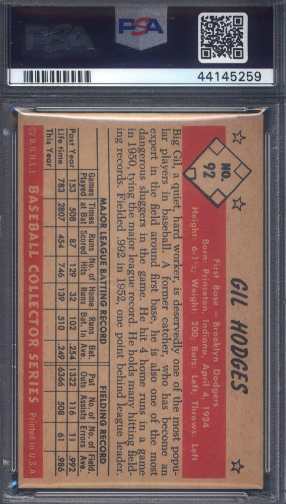 1953 Bowman Color #92 Gil Hodges Dodgers PSA 6