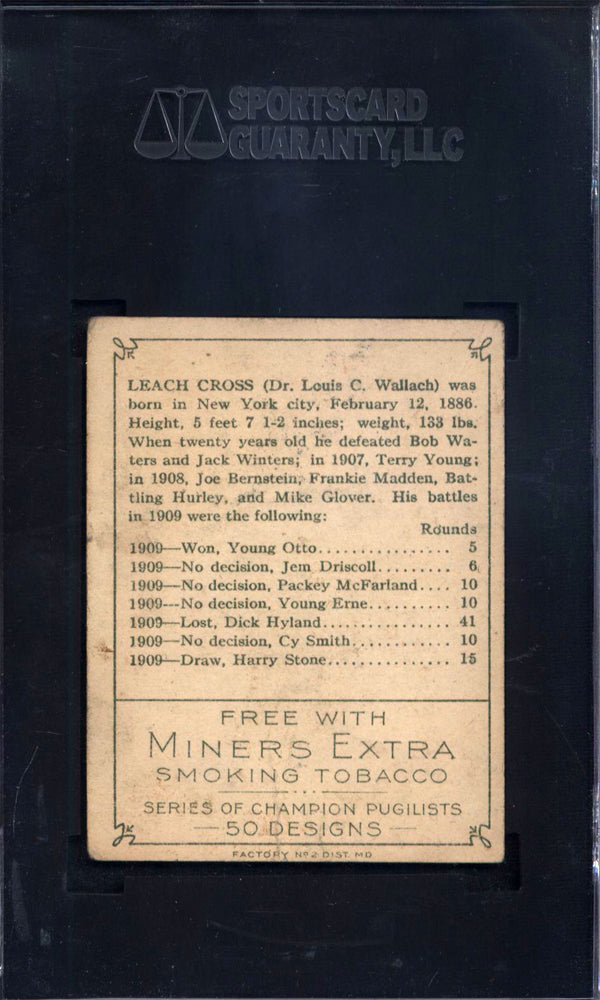 1910 T219 Miner's Extra Leach Cross Boxing SGC 1.5