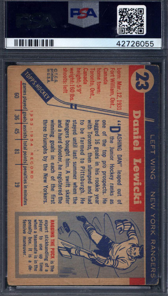 1954 Topps #23 Danny Lewicki Signed Autograph PSA/DNA Rangers PSA Authentic