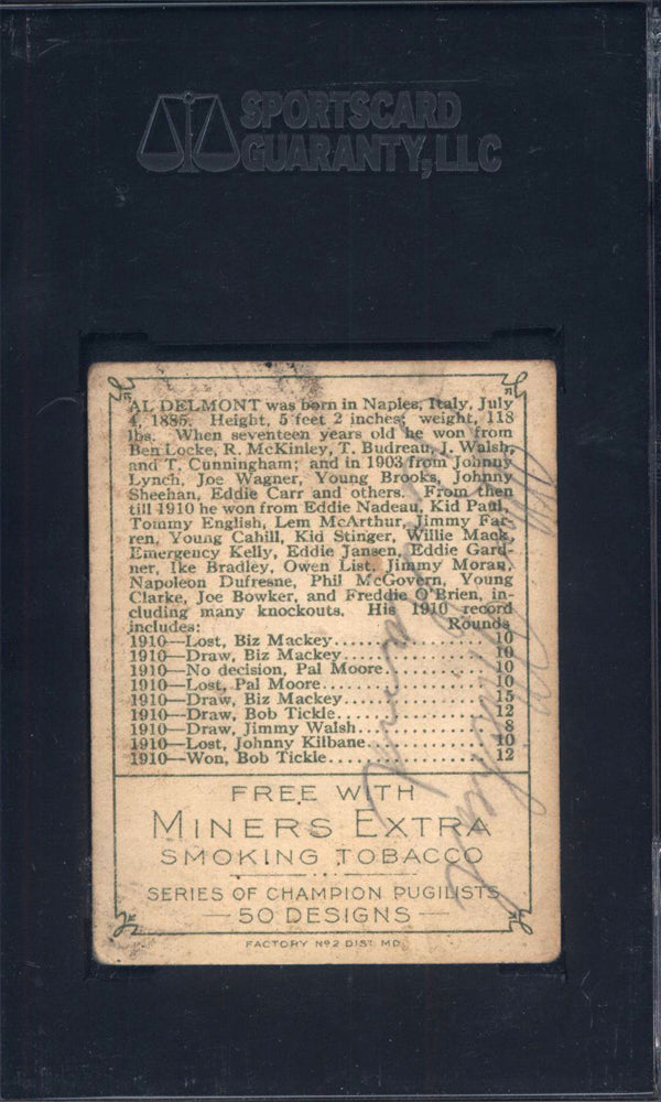 1910 T219 Miner's Extra Al Delmont Boxing SGC 1.5