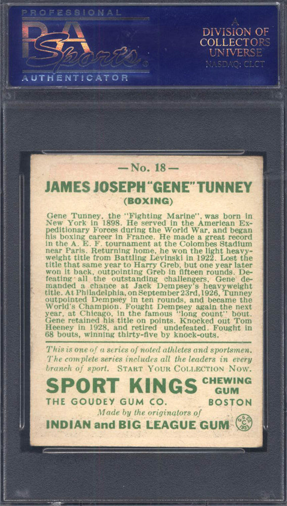 1933 Goudey Sport Kings #18 Gene Tunney Boxing PSA 5