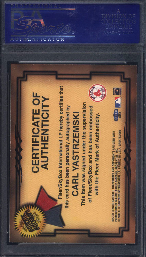 2000 Fleer Greats Of The Game Carl Yastrzemski Signed Autographed PSA 8