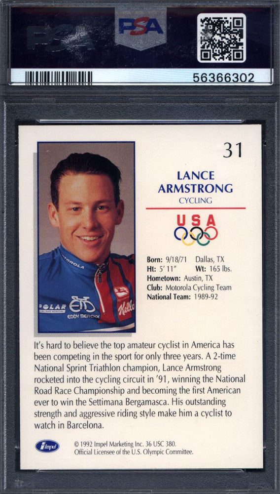 1992 Impel Olympicards #31 Lance Armstrong PSA 10
