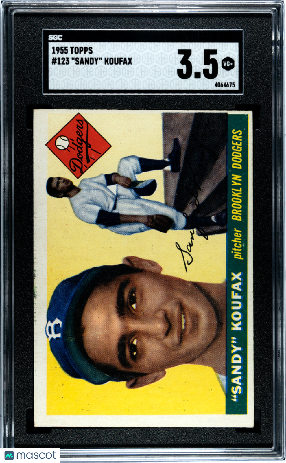 1955 Topps #123 Sandy Koufax Rookie HOF Dodgers SGC 3.5