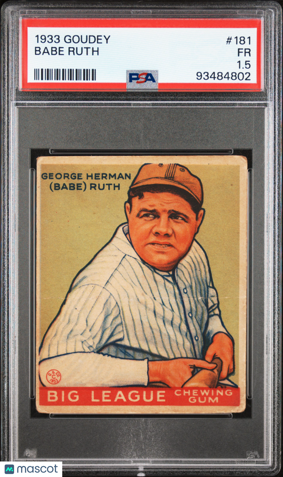 1933 Goudey #181 Babe Ruth Yankees PSA 1.5