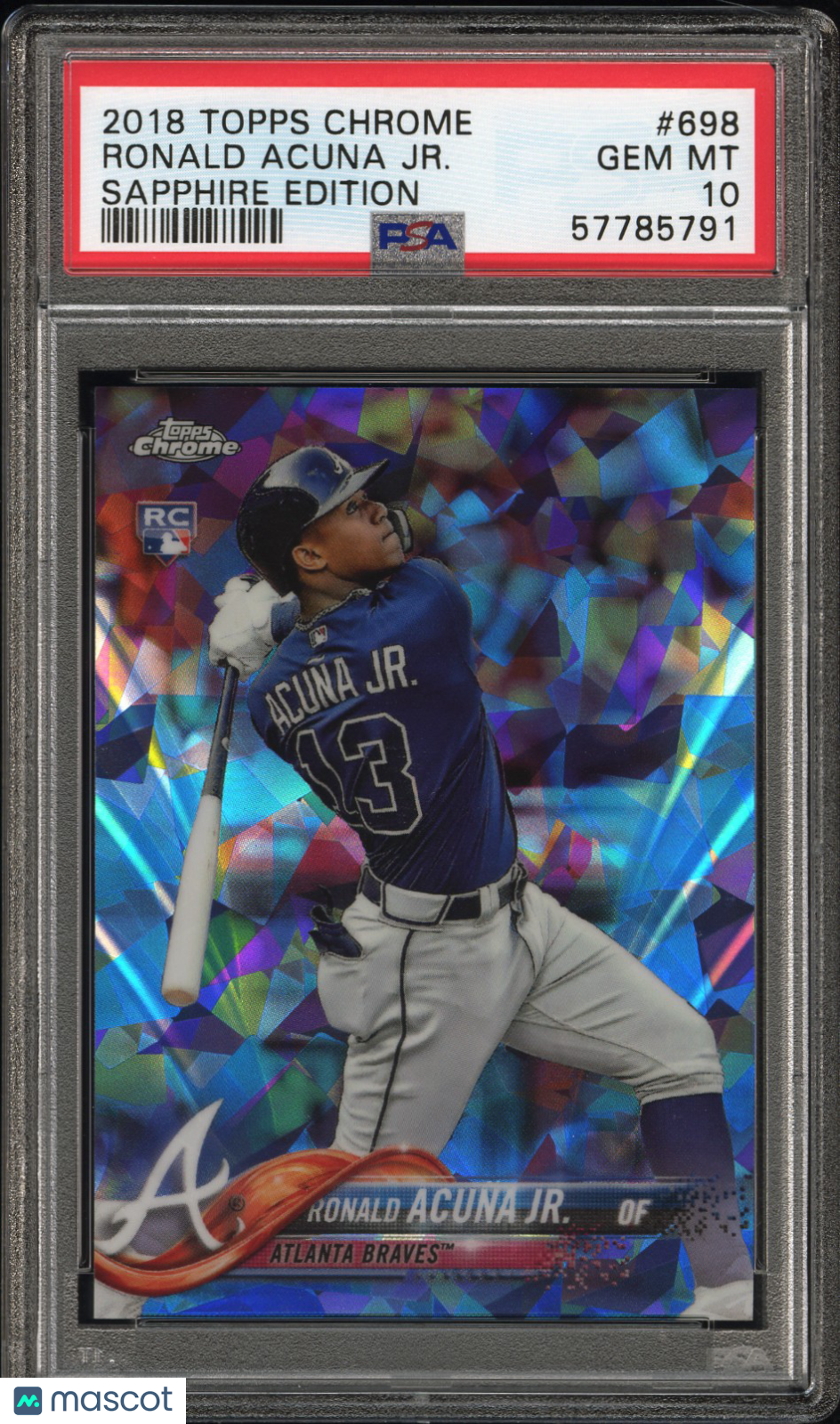 2018 Topps Chrome Sapphire Edition #698 Ronald Acuna Jr. Rookie Braves PSA 10