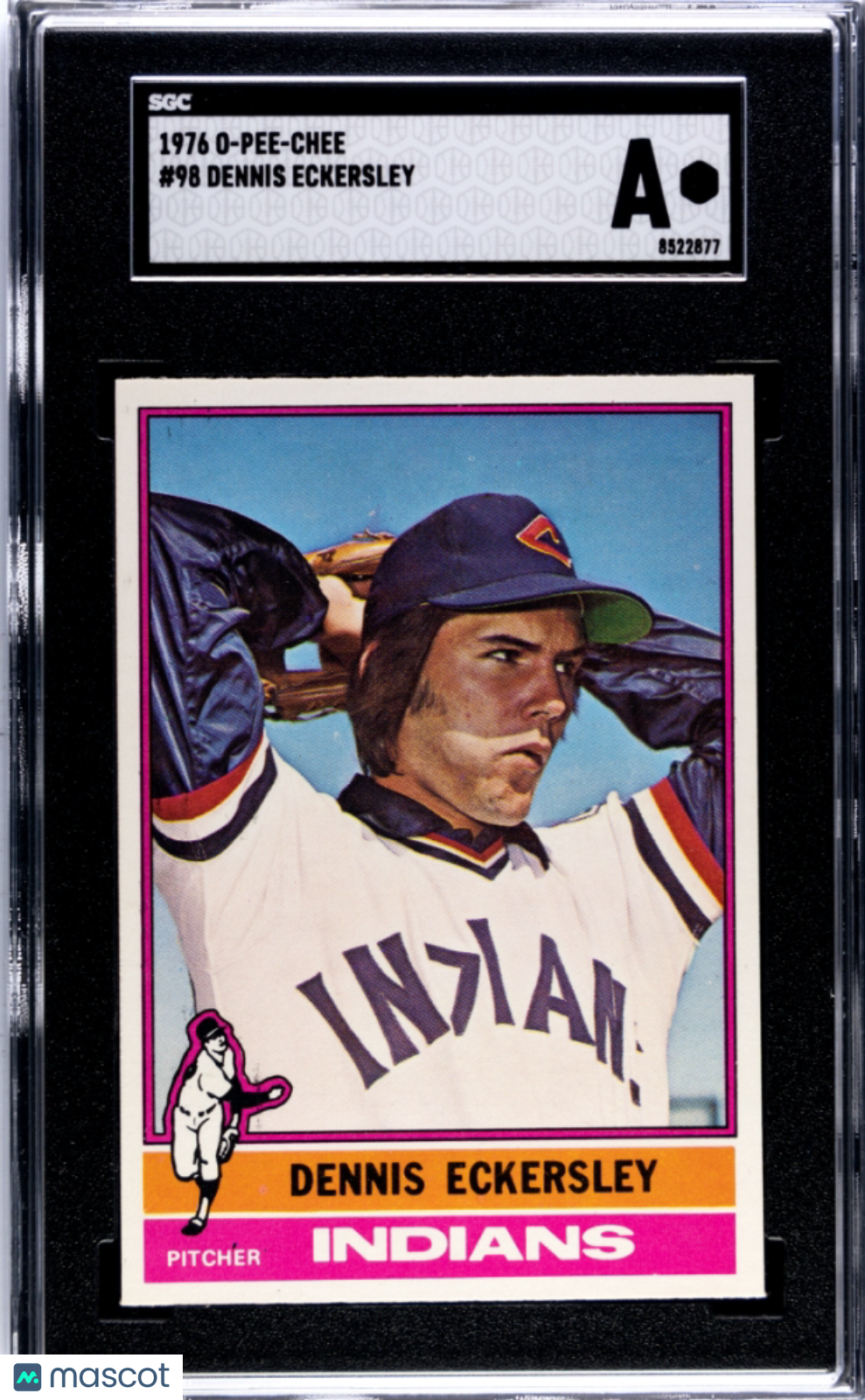 1976 O-Pee-Chee #98 Dennis Eckersley Rookie HOF Indians SGC 9 Well Centered