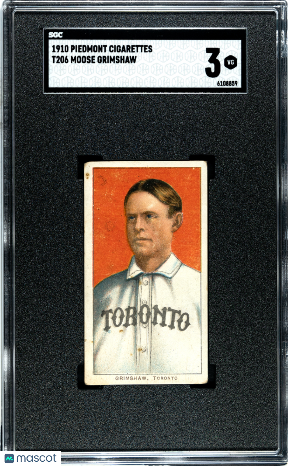 1910 T206 Moose Grimshaw Toronto SGC 3 Piedmont Back