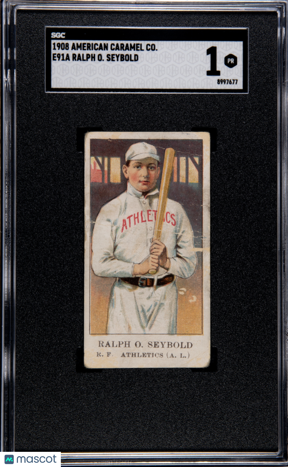 1908 E91A American Caramel Ralph "Socks" Seybold Athletics SGC 1