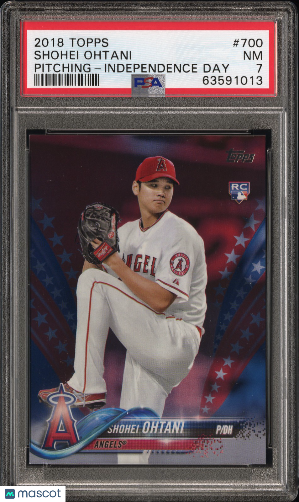 2018 Topps Independence Day #700 Shohei Ohtani Pitching Rookie /76 PSA 7