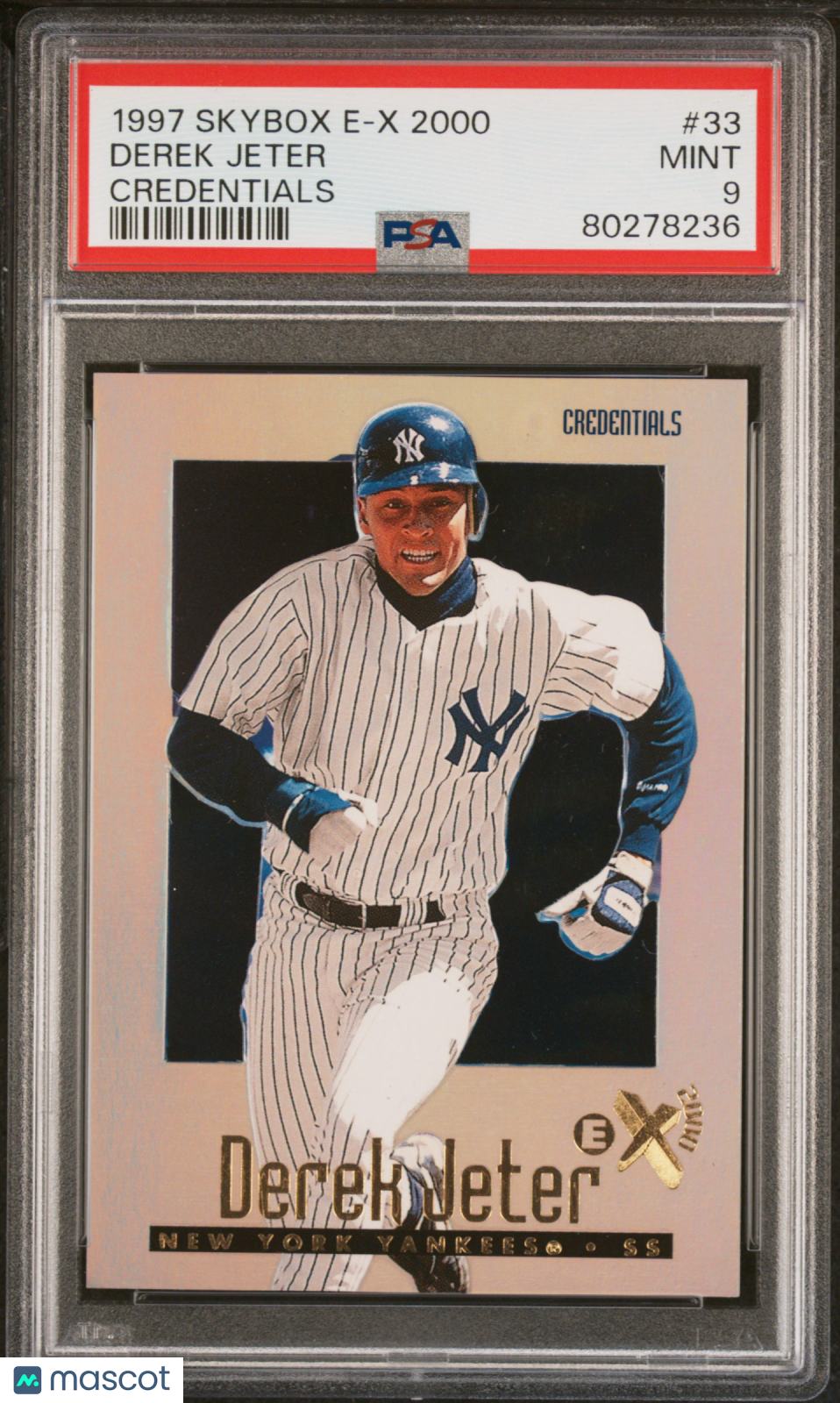 1997 Skybox E-X 2000 Credentials #33 Derek Jeter /299 Yankees PSA 9