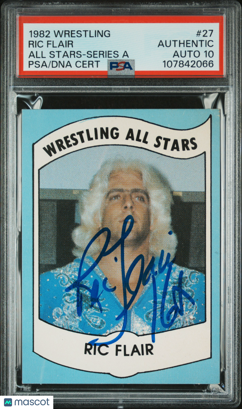 1982 Wrestling All-Stars #27 Ric Flair Rookie "16x" Inscription PSA Auto 10