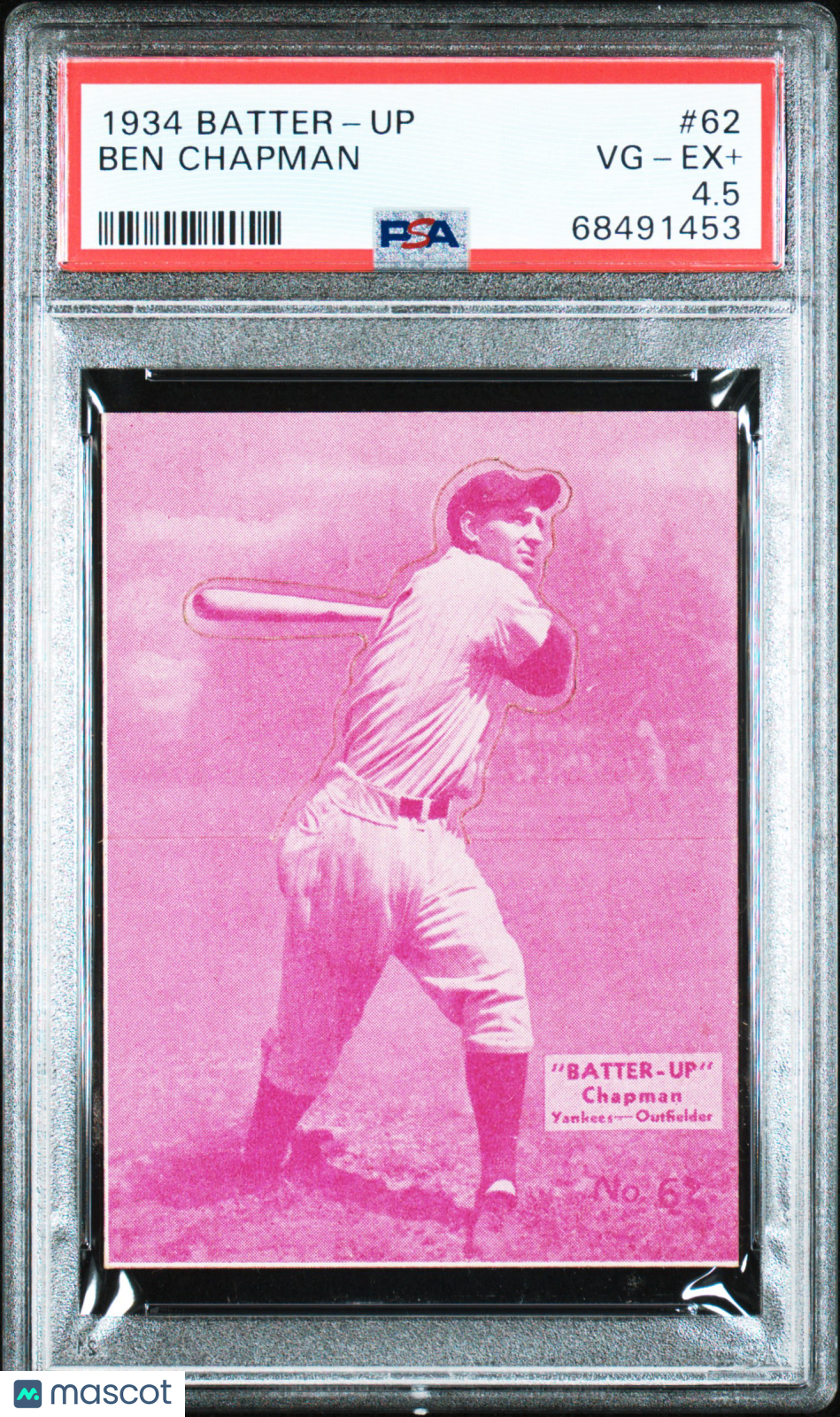 1934 Batter-Up #62 Ben Chapman Yankees PSA 4.5
