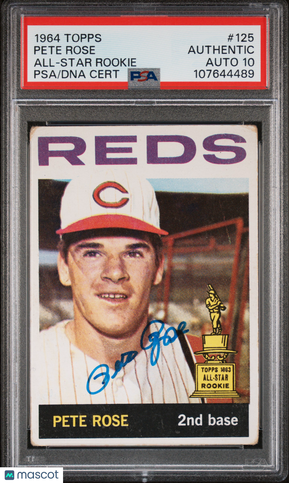 1964 Topps #125 Pete Rose 2nd Year Reds PSA/DNA Auto 10
