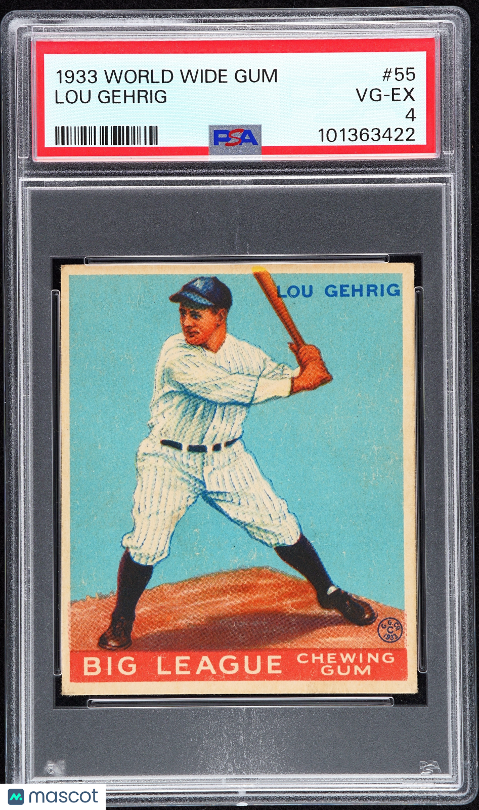 1933 World Wide Gum #55 Lou Gehrig Yankees PSA 4
