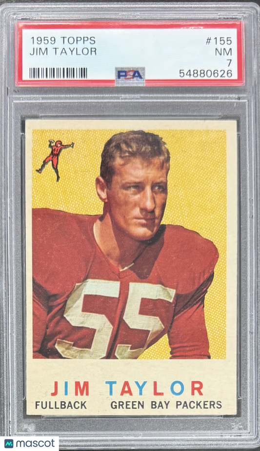 1959 Topps #155 Jim Taylor Rookie HOF Packers PSA 7