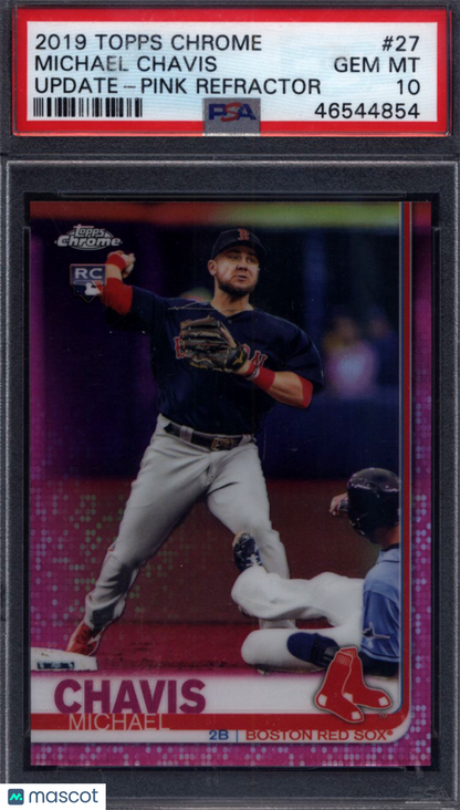 2019 Topps Chrome Update #27 Michael Chavis PINK REFRACTOR Red Sox PSA 10