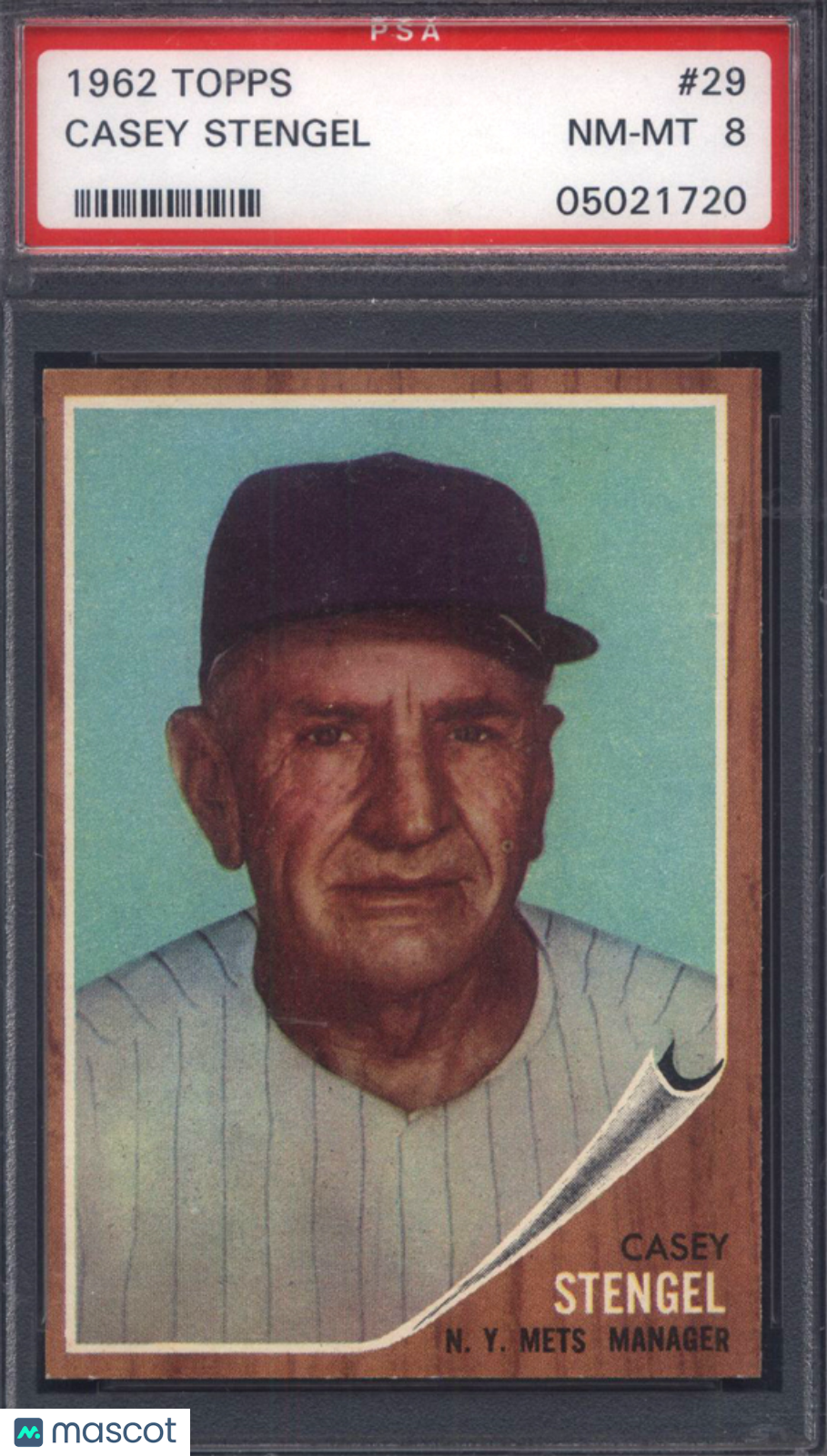 1962 Topps #29 Casey Stengel Mets PSA 8