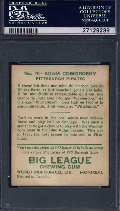 1933 Goudey World Wide Gum #70 Adam Comorosky Pirates PSA 6