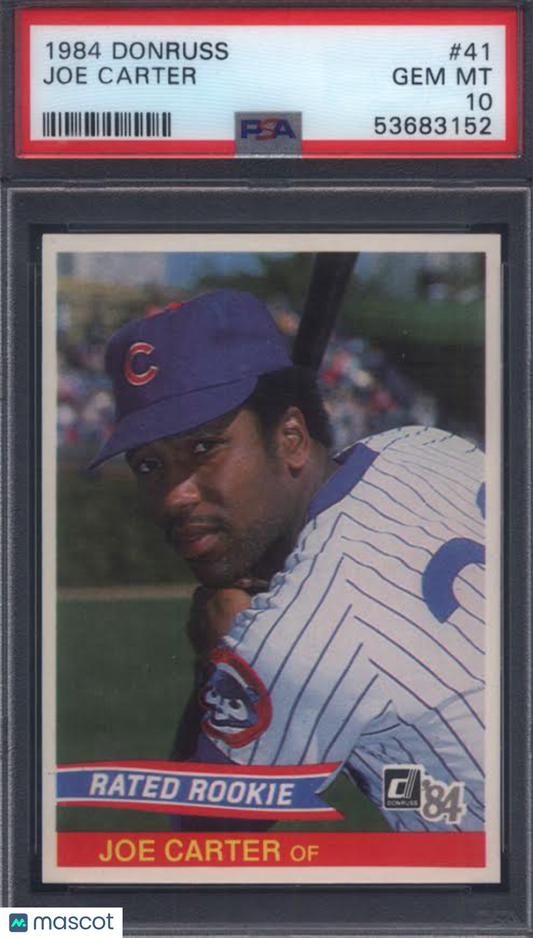 1984 Donruss #41 Joe Carter Rookie Cubs PSA 10