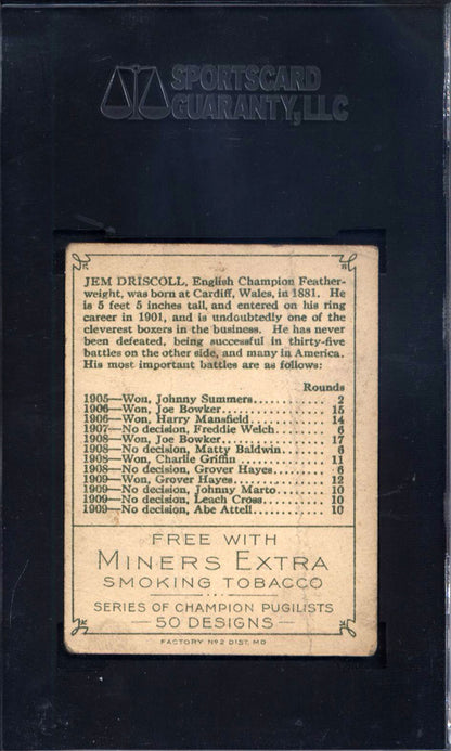 1910 T219 Miners Extra Jem Driscoll Boxing SGC 1.5