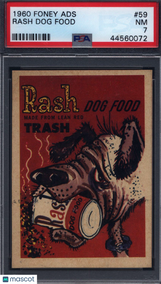 1960 Leaf Foney Ads #59 Rash Dog Food PSA 7