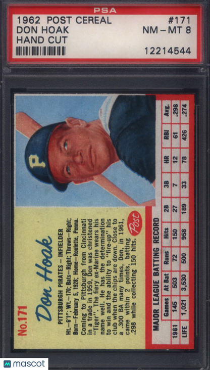 1962 Post Cereal #171 Don Hoak Pirates PSA 8