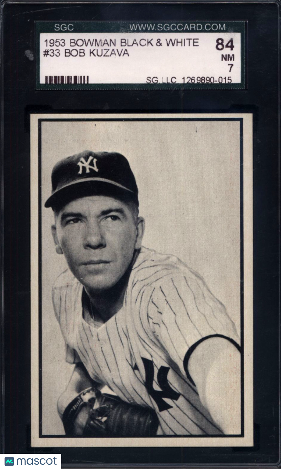 1953 Bowman Black & White #33 Bob Kuzava Yankees SGC 7