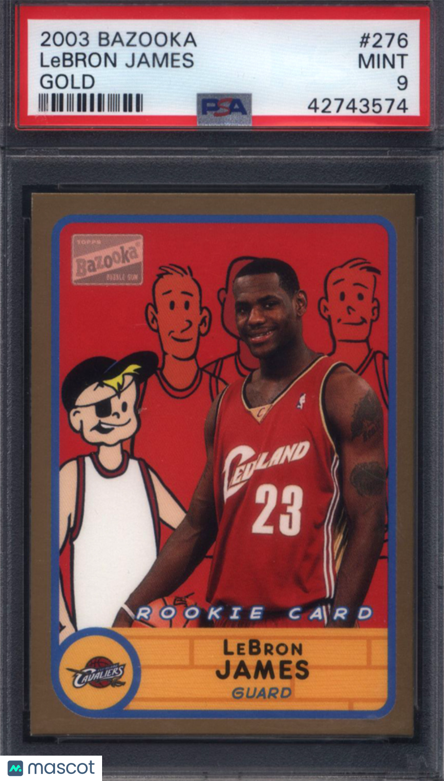 2003 Topps Bazooka Gold #276 LeBron James Rookie Cavaliers PSA 9