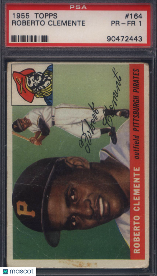 1955 Topps #164 Roberto Clemente Rookie HOF Pirates PSA 1