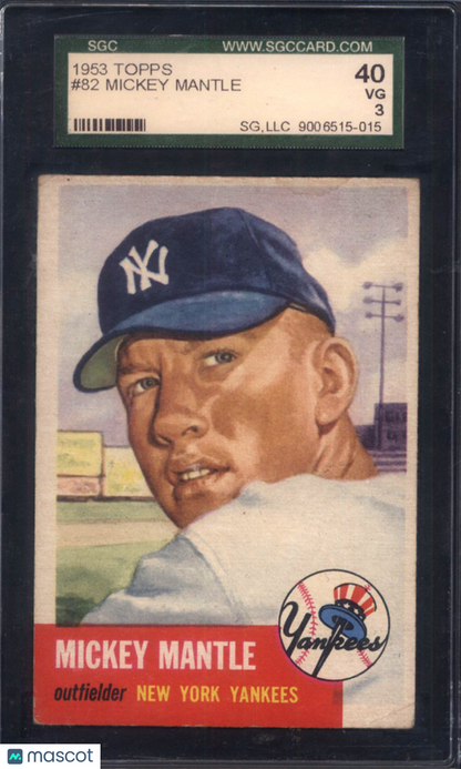 1953 Topps #82 Mickey Mantle Yankees SGC 3