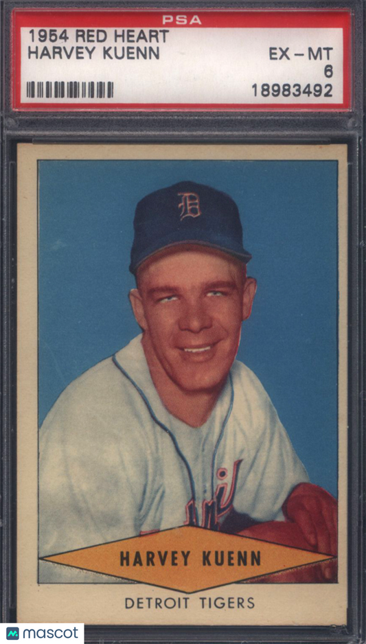 1954 Red Heart Harvey Kuenn Rookie Tigers PSA 6