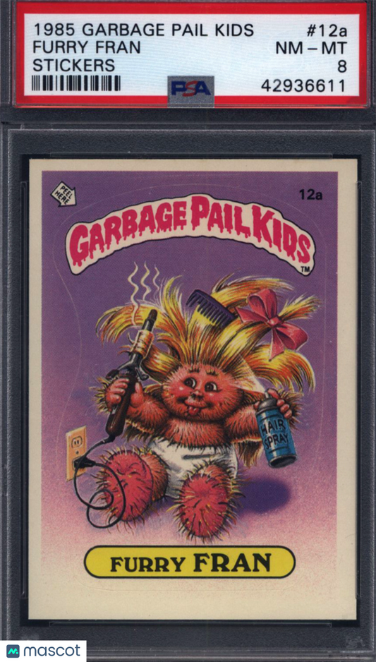 1985 GPK Garbage Pail Kids 1st Series Stickers #12a Furry Fran PSA 8