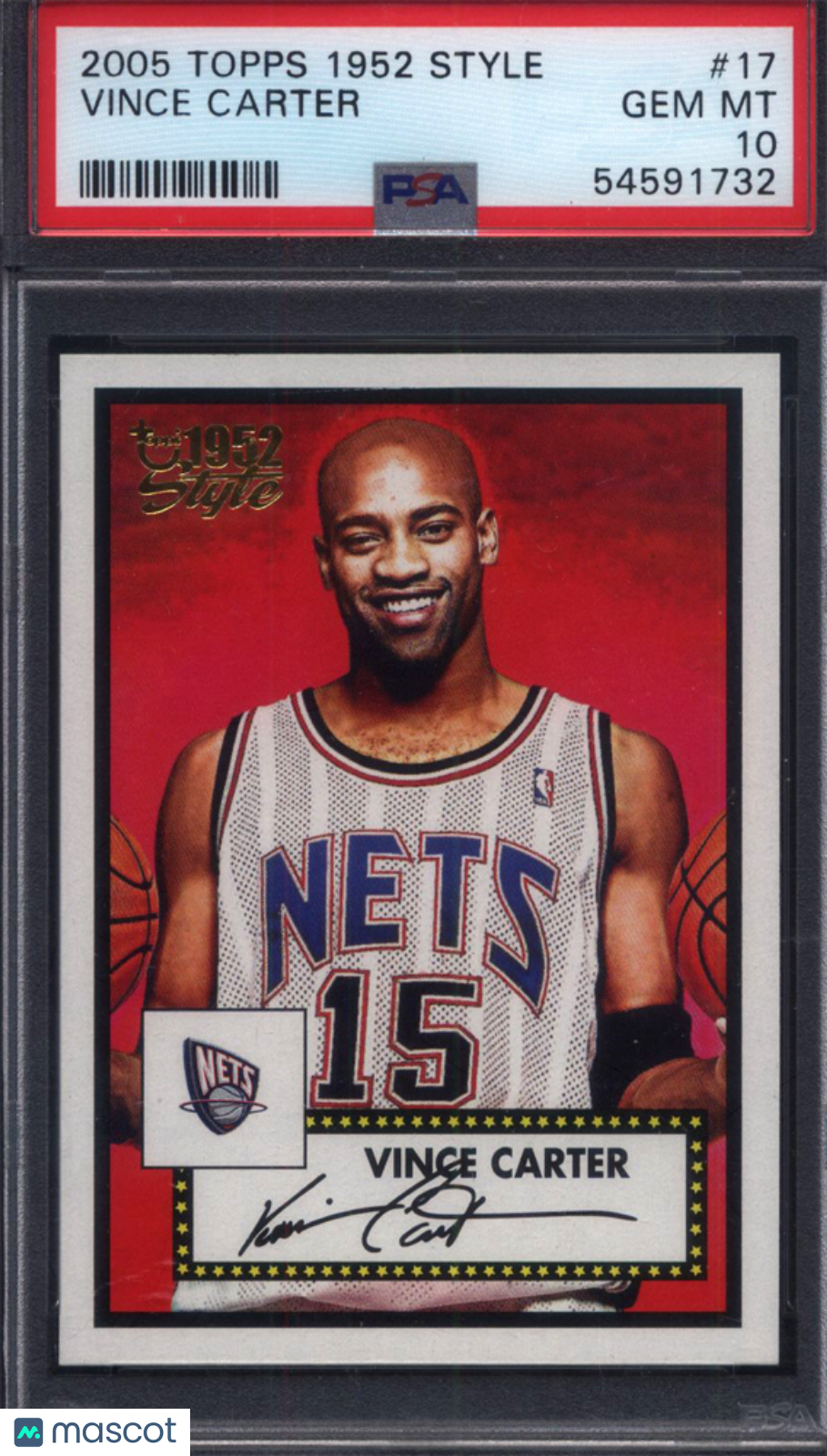 2005 Topps 1952 Style #17 Vince Carter Nets PSA 10