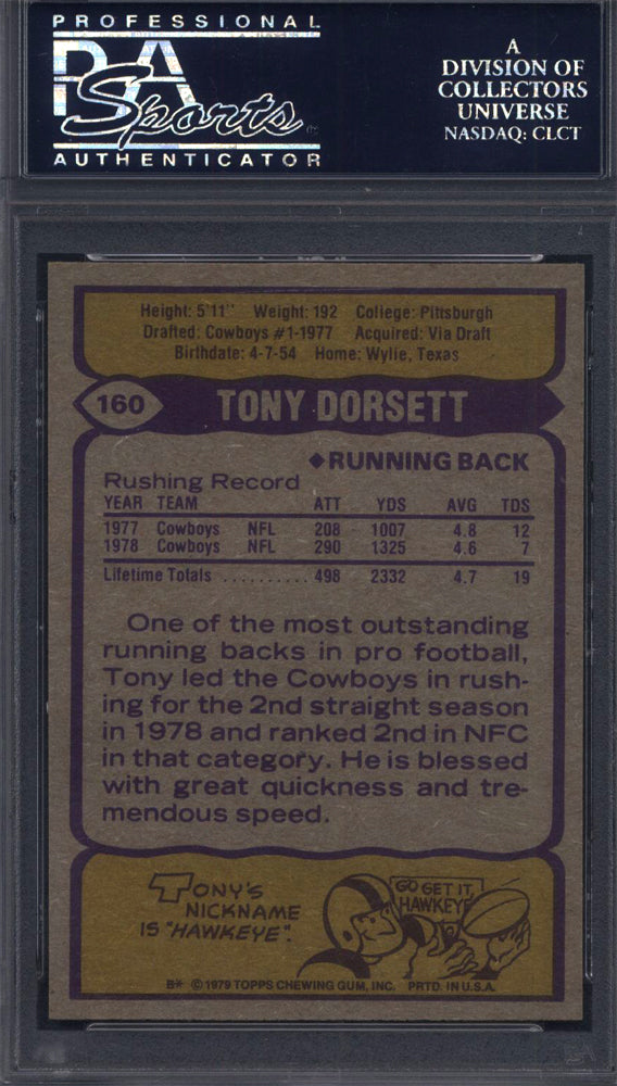 1979 Topps #160 Tony Dorsett 2nd Year Cowboys PSA 9 Well Centered