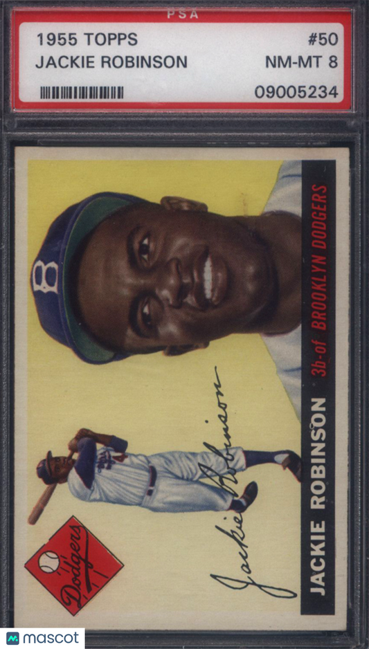 1955 Topps #50 Jackie Robinson Dodgers PSA 8 Well Centered
