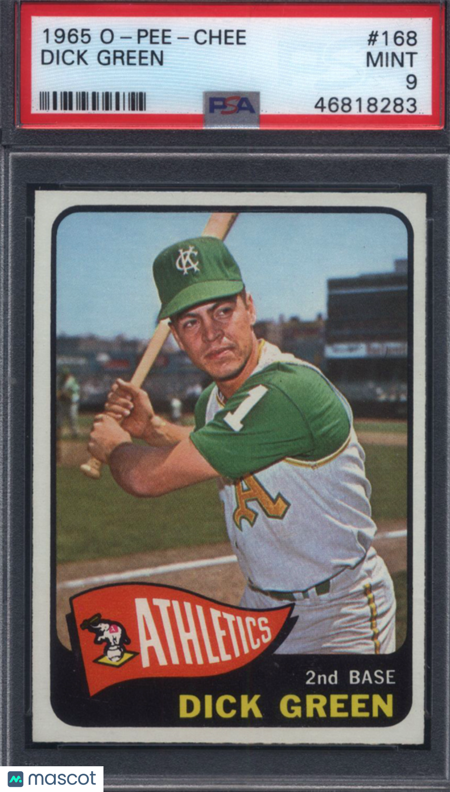 1965 OPC O-Pee-Chee #168 Dick Green Athletics PSA 9 pop 3 (None Higher)