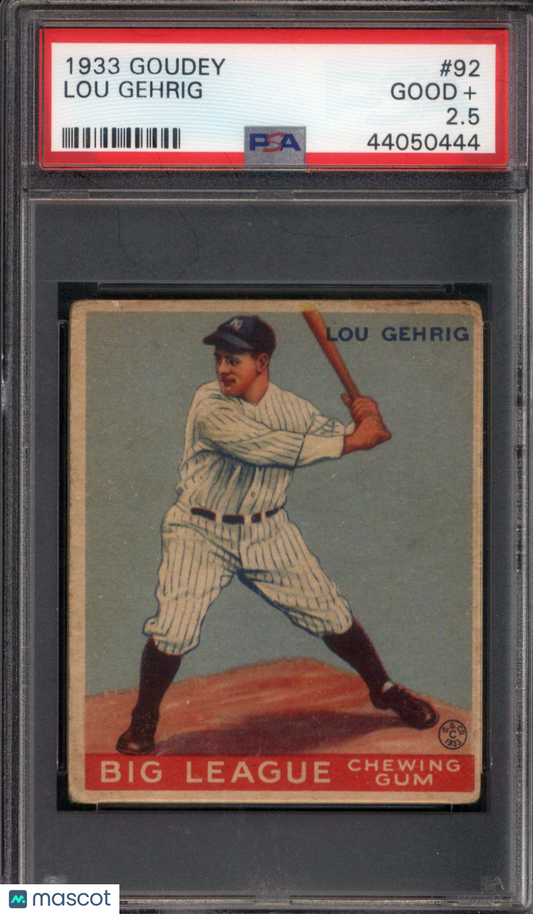 1933 Goudey #92 Lou Gehrig Yankees PSA 2.5