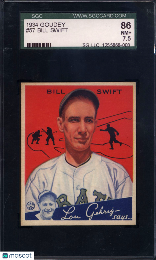 1934 Goudey #57 Bill Swift Pirates SGC 7.5