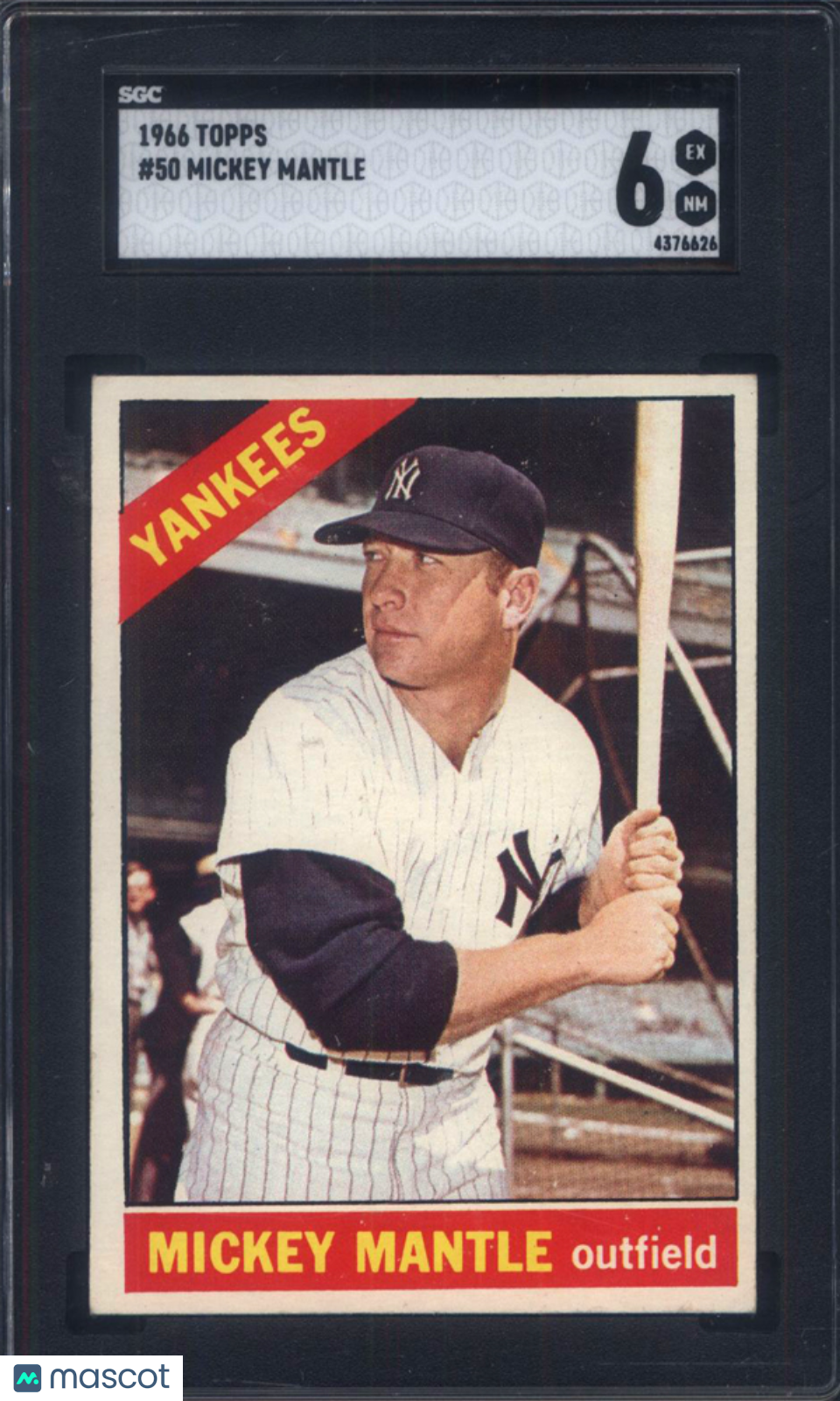 1966 Topps #50 Mickey Mantle Yankees SGC 6
