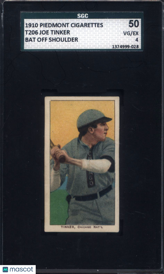 T206 Joe Tinker Bat Off Shoulder Chicago SGC 4 Piedmont Back