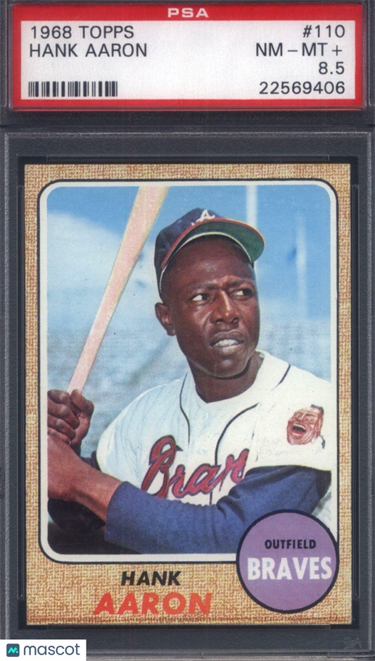 1968 Topps #110 Hank Aaron Braves PSA 8.5 Well Centered