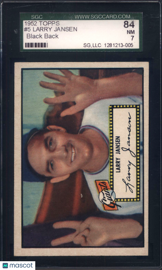 1952 Topps #5 Larry Jansen Black Back Giants SGC 7