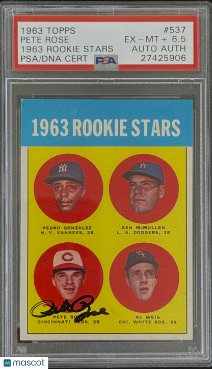 1963 Topps #537 Pete Rose Rookie Signed Auto PSA 6.5 Well Centered