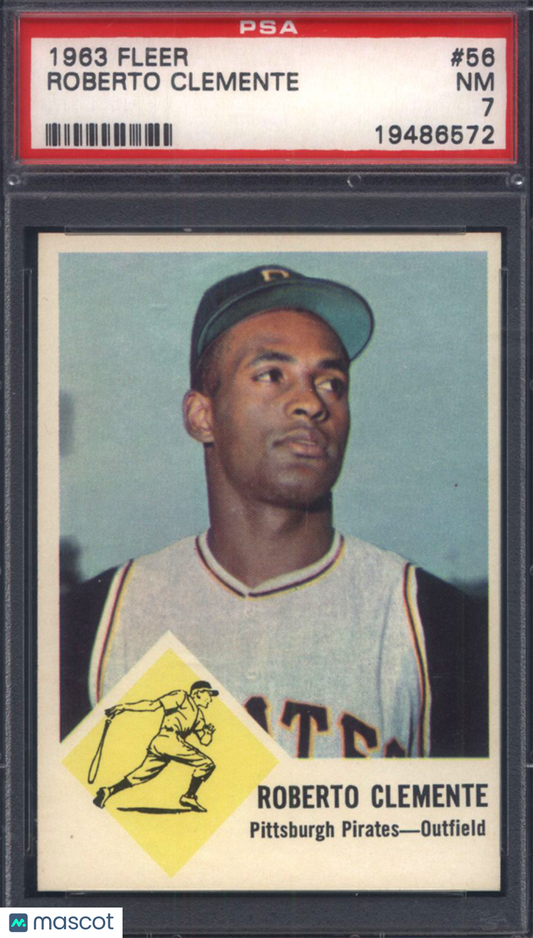 1963 Fleer #56 Roberto Clemente Pirates PSA 7