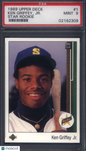 1989 Upper Deck #1 Ken Griffey JR. Rookie HOF Star Rookie PSA 9 Well Centered