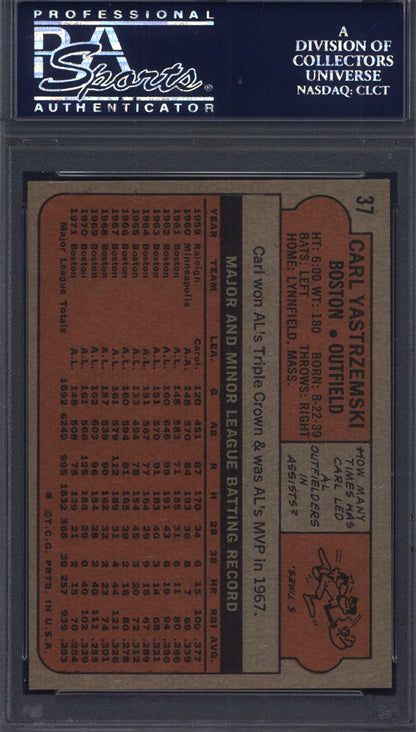 1972 Topps #37 Carl Yastrzemski Red Sox PSA 8.5 Well Centered