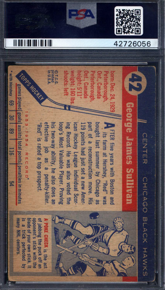 1954 Topps #42 George Sullivan Signed Autograph PSA/DNA PSA Authentic