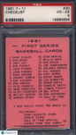 1961 7-11 #30 Checklist PSA 4