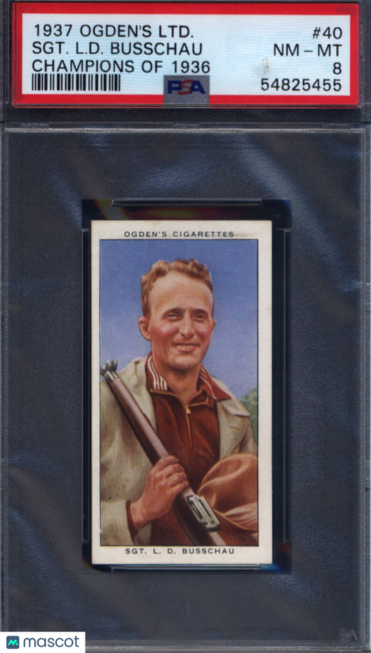 1937 Ogden's Ltd. Champions Of 1936 #40 Sgt. L.D. Busschau PSA 8